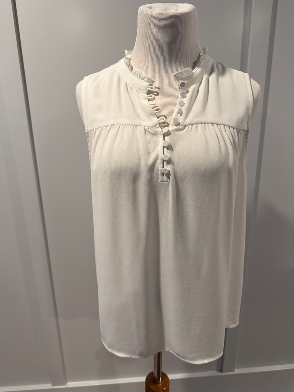 J. Crew white Ruffle-Trim Sleeveless shirt